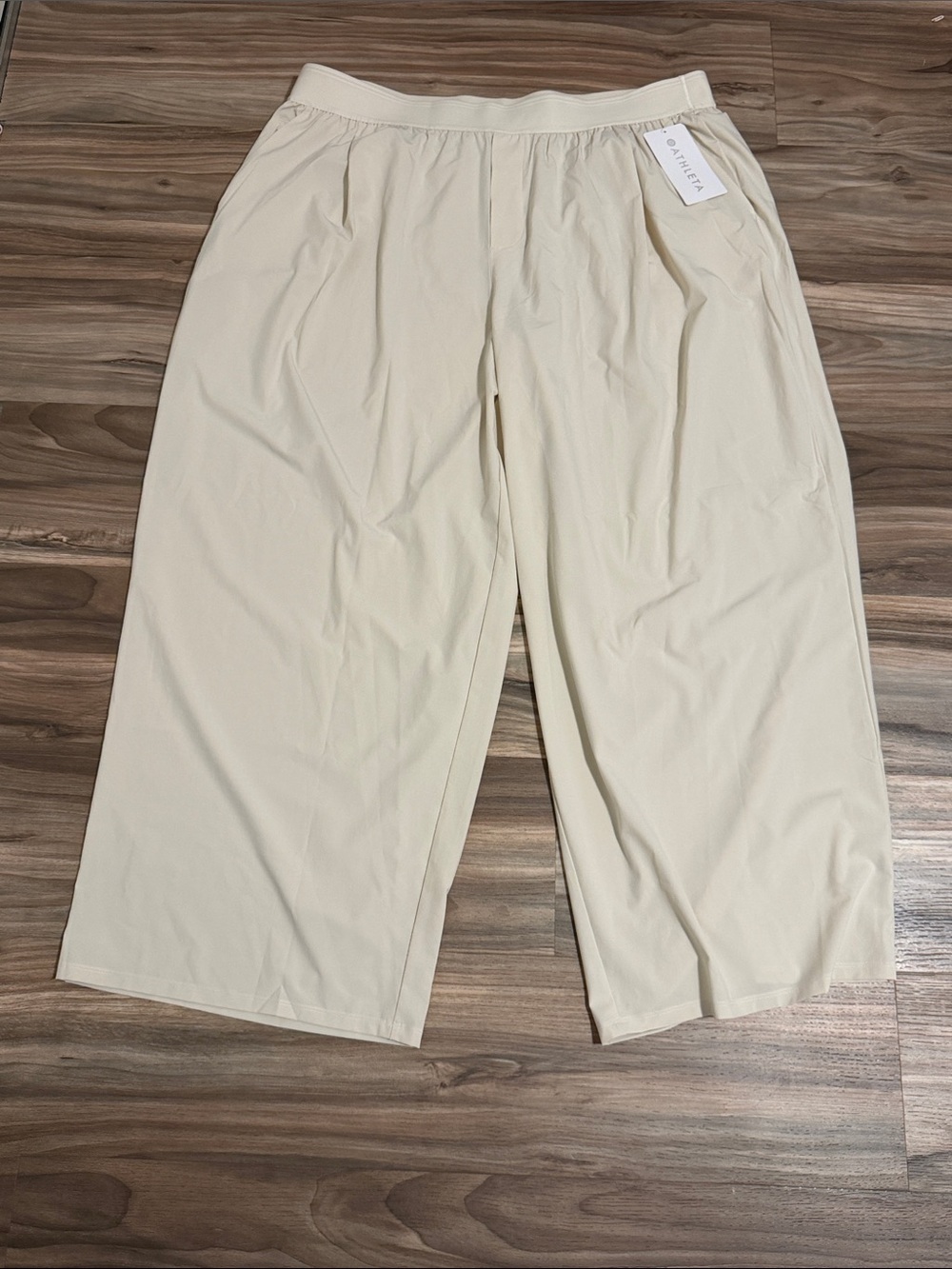 Athleta Stratosphere High Rise Wide Leg Pant Bone Cream 2X Elastic Athletic NWT